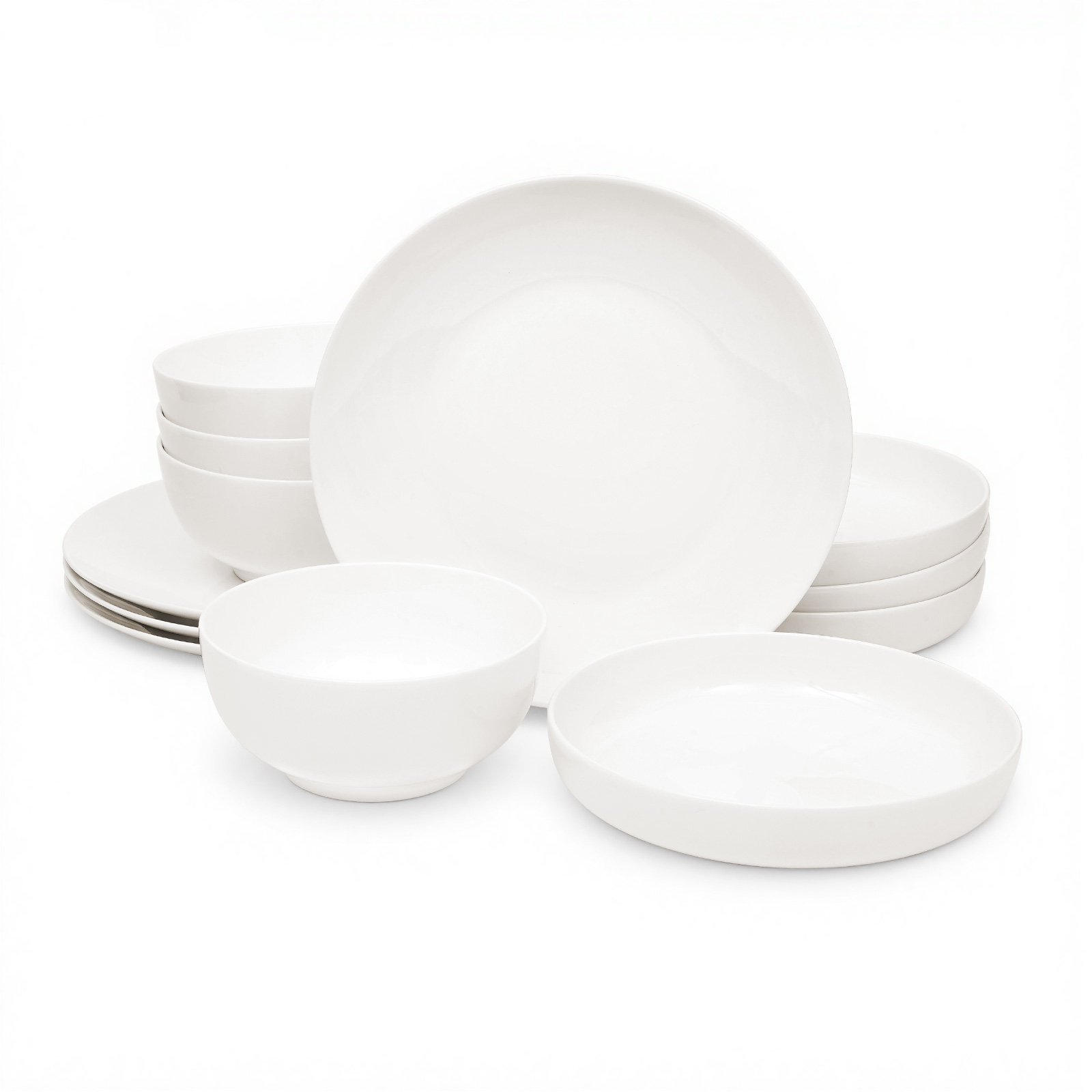 MOONLIT 12-piece white dinnerware set
